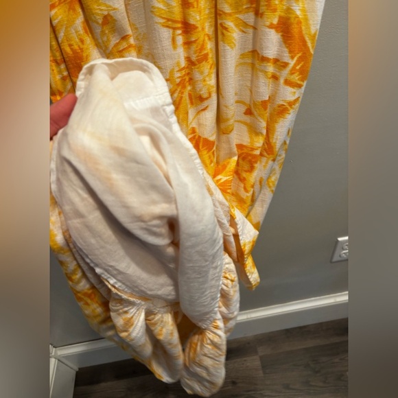 Express Yellow and White Sleeveless Ruffled Maxi Dress floral vacation whimsical - Picture 10 of 14